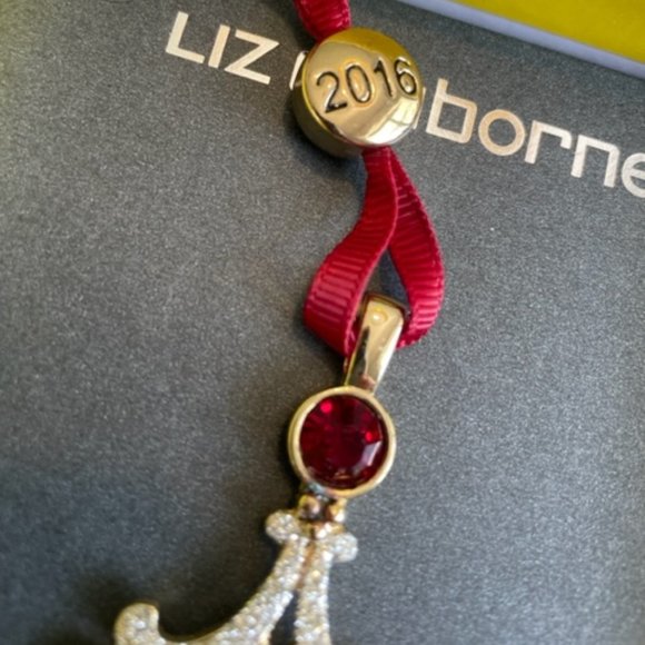 NWT LIZ CLAIBORNE 2016 Holiday Christmas Ornament Jeweled Tree In Box Gold Tone - Picture 3 of 4